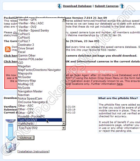 Database download choose