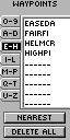 The waypoint selection screen