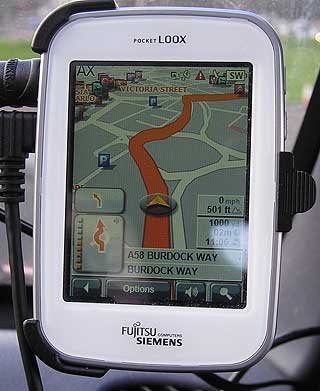 Fujitsu Loox N100 with Navigon SatNav software.