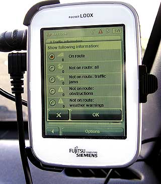 Fujitsu Loox N100 with Navigon SatNav software.