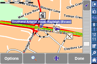 The TomTom map screen
