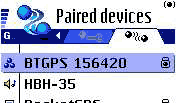 The Nokia 6600 is now paired with the Emtac GPS receiver