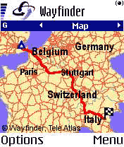 Wayfinder routes across international borders