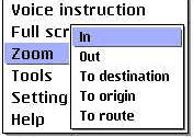Wayfinder context sensitive map zoom menu