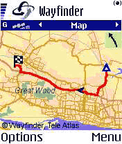 Overview Wayfinder map on the Nokia 6600