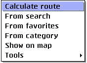 The Wayfinder search context sensitive menu