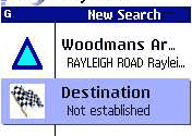 The search screen from the wayfinder route selection